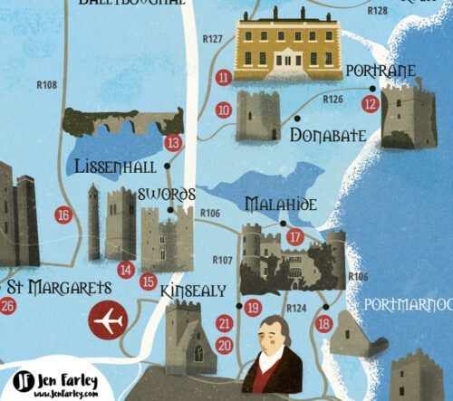 Illustrated Map of Fingal Heritage Locations | Jennifer Farley