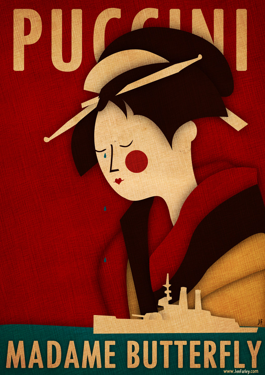 Madame Butterfly Poster Illustrated by Jennifer Farley