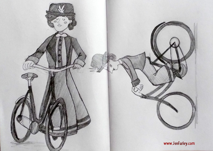 1916-Rising-Sketch2-Women-On-Bicycles-Jen-Farley