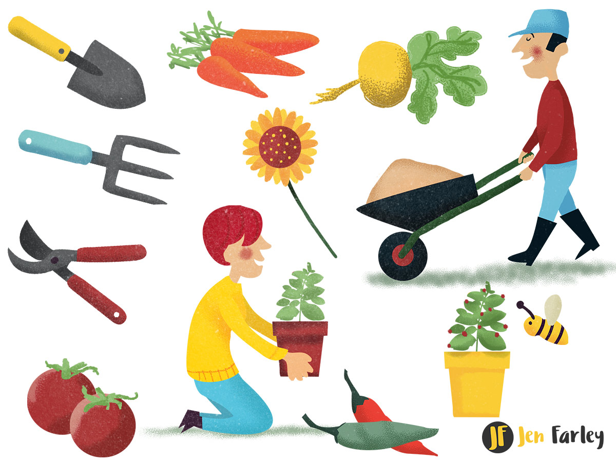Gardening Map Icons illustrated by Jennifer Farley