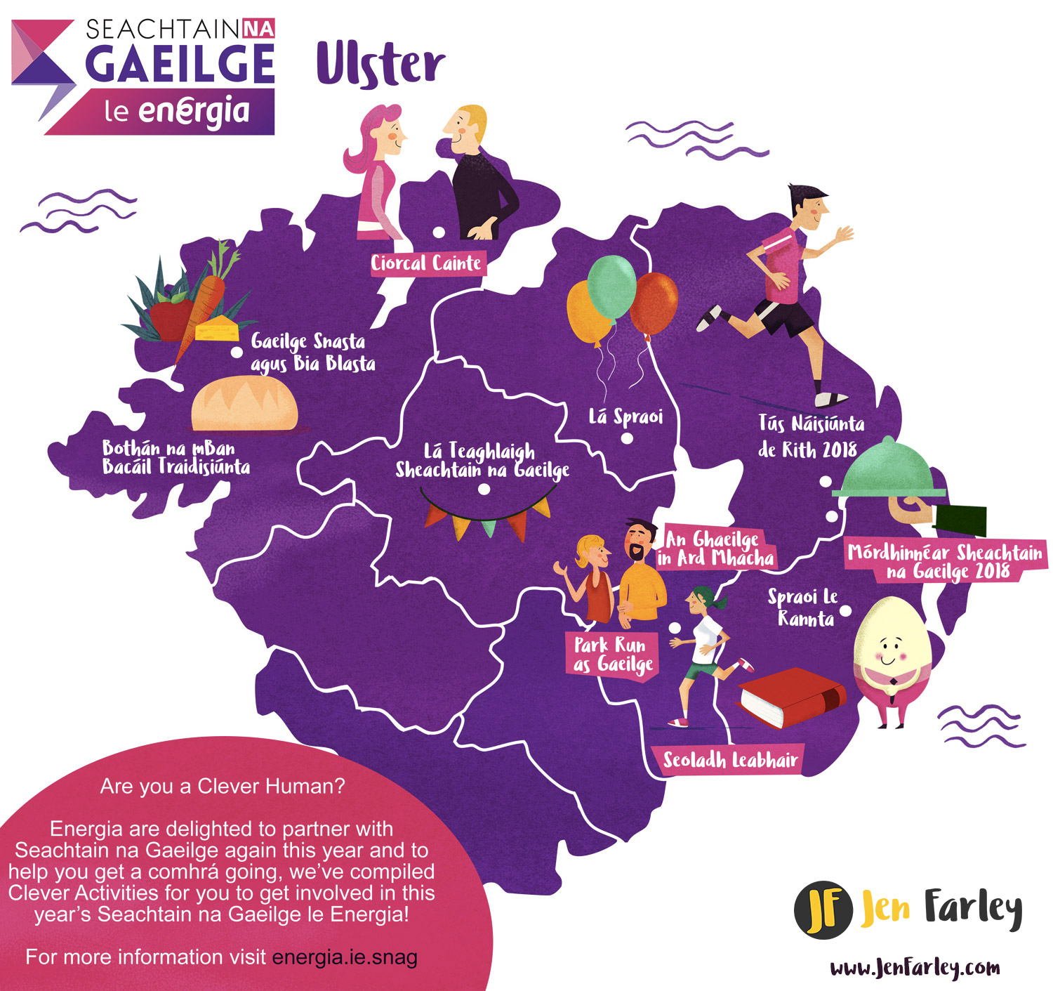 Province of Ulster Map Ireland illustrated by Jennifer Farley