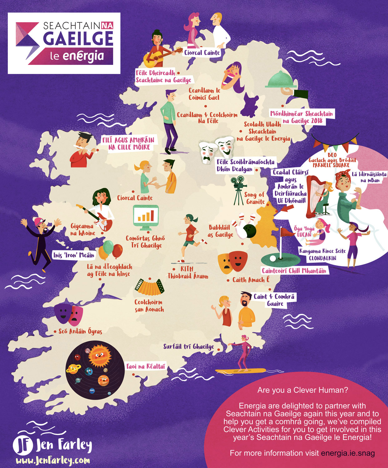 Seachtain Na Gaeilge -Ireland Map - Jennifer Farley