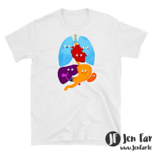 White Anatomy T Shirt illustrated by Jen Farley