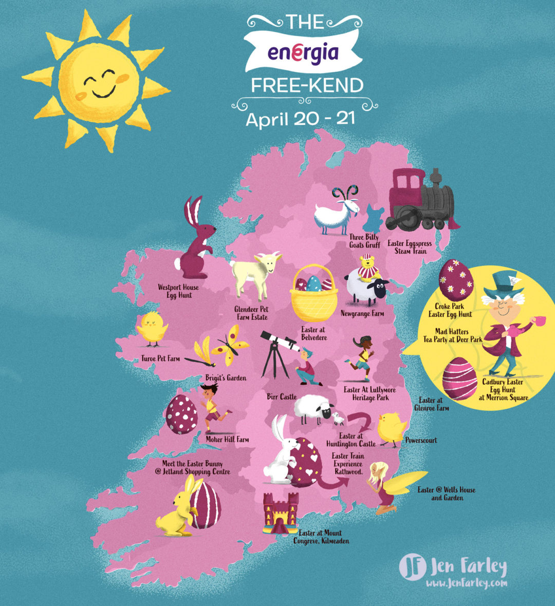 Easter Weekend Illustrated Map Of Ireland | Jennifer Farley