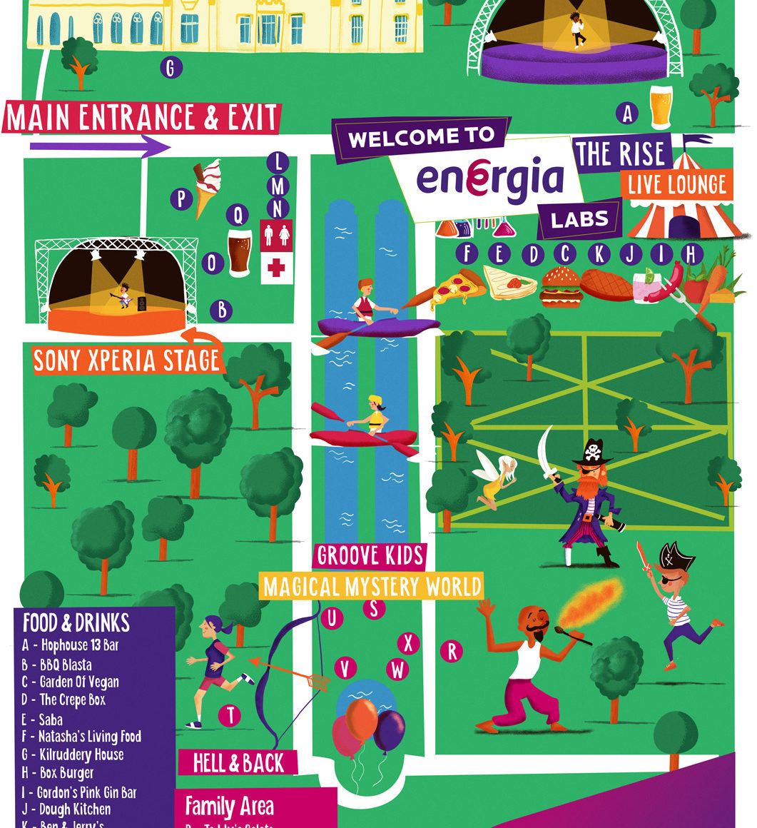 Groove Festival Map 2018 illustrated by Jennifer Farley