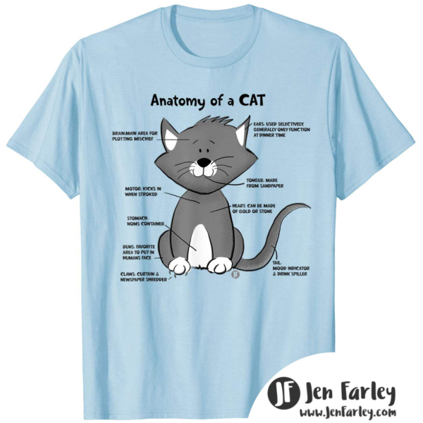 Anatomy Of A Cat Tshirt Baby Blue Jennifer Farley