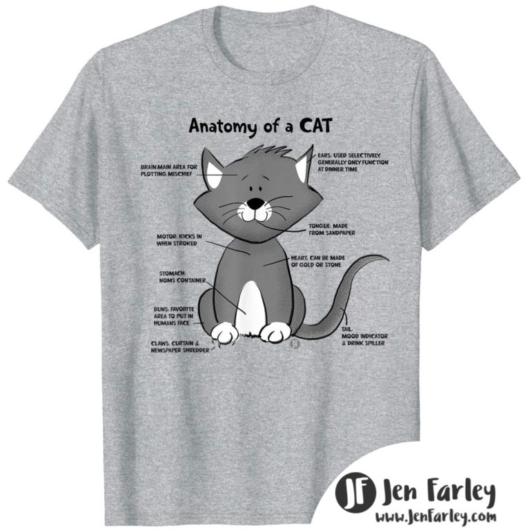 Anatomy Of A Cat Tshirt Grey Jennifer Farley