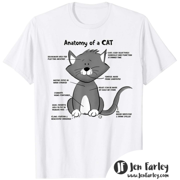 Anatomy Of A Cat Tshirt white Jennifer Farley