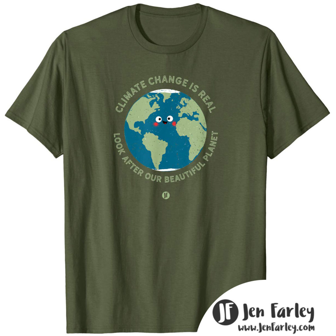 Climate Change Tshirt Green Jennifer Farley