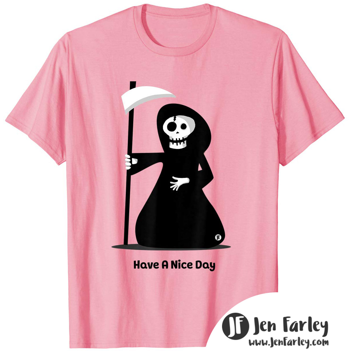 Grim Reaper Tshirt Pink Jennifer Farley