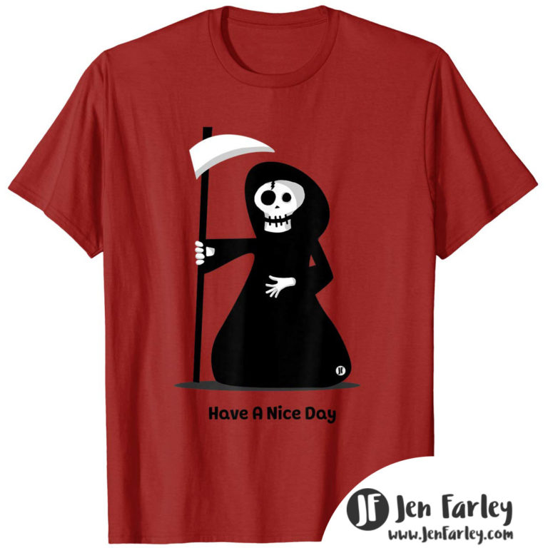Grim Reaper Tshirt Red Jennifer Farley