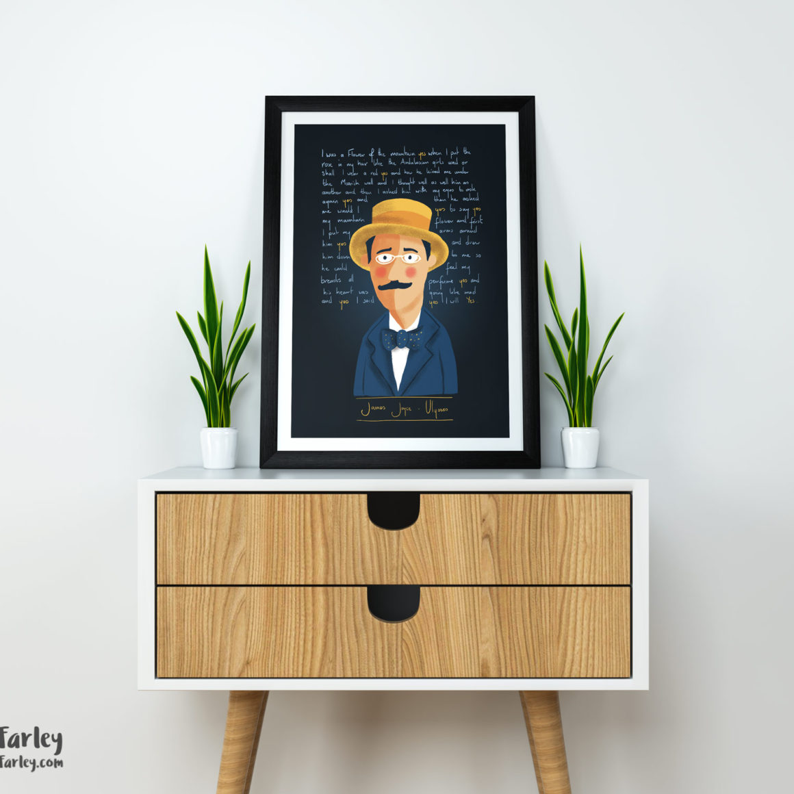 James Joyce Jennifer Farley Print On Retro Wood Table