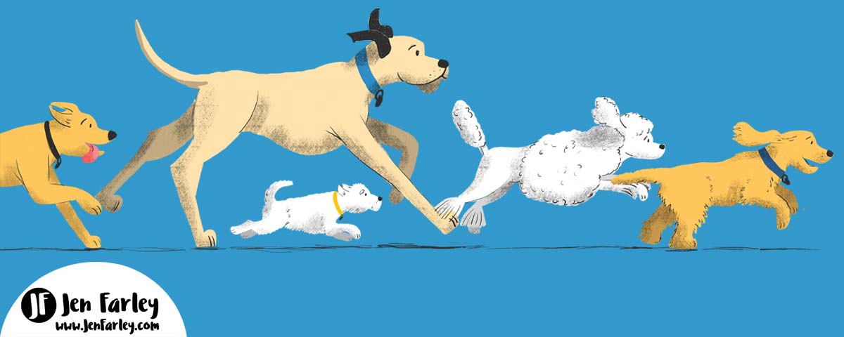 Dogs Running Illustrated by Jennifer Farley Take The Lead