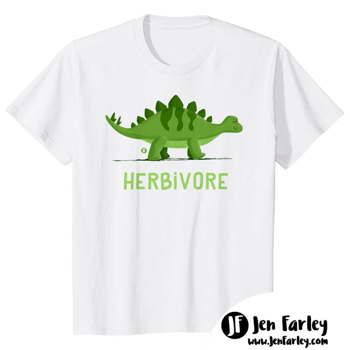 Dinosaur Herbivore White TShirt Jennifer Farley 1