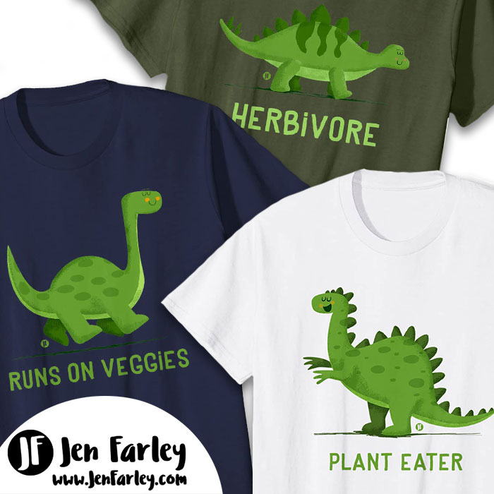 Vegetarian Dinosaur tshirts Jennifer Farley