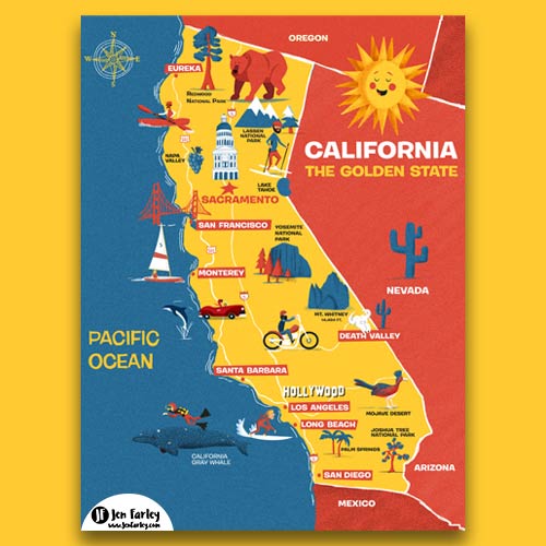 Map Of California Jennifer Farley   California Map Illustrated By Jennifer Farley Featured 