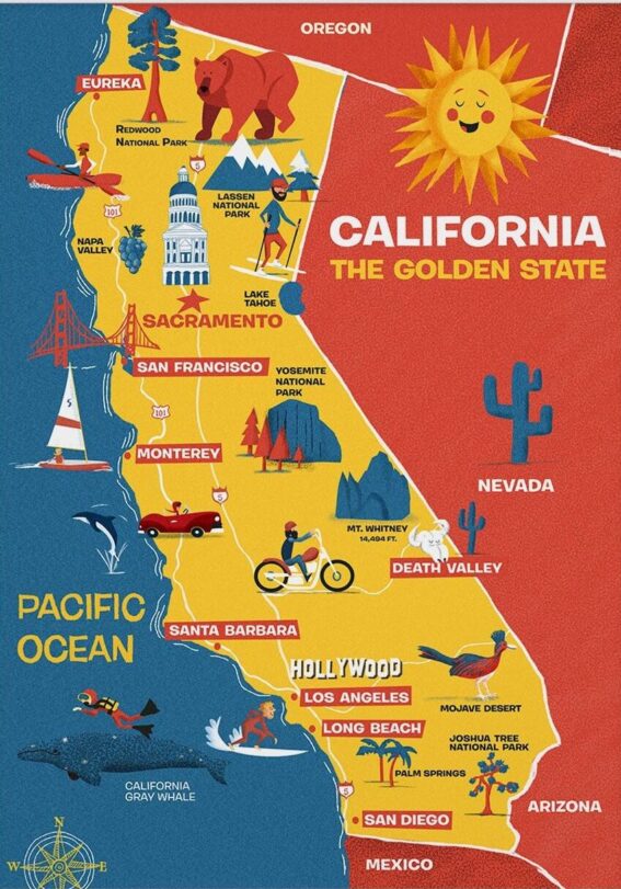 Illustrated Map of California - The Golden State | Jennifer Farley ...