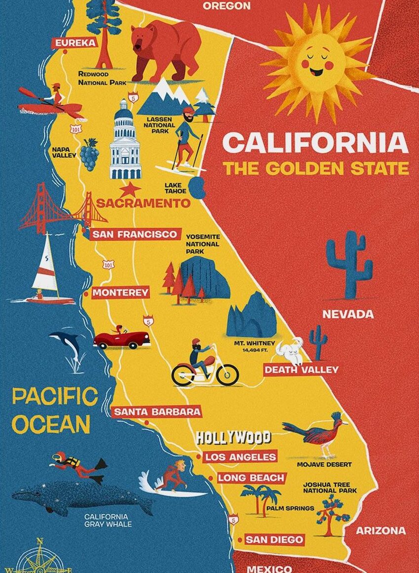 Illustrated Map of California The Golden State Jennifer Farley