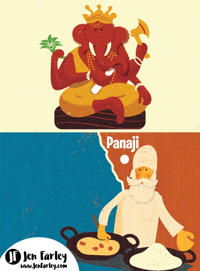Ganesh Indian God illustrated by Jennifer Farley 700