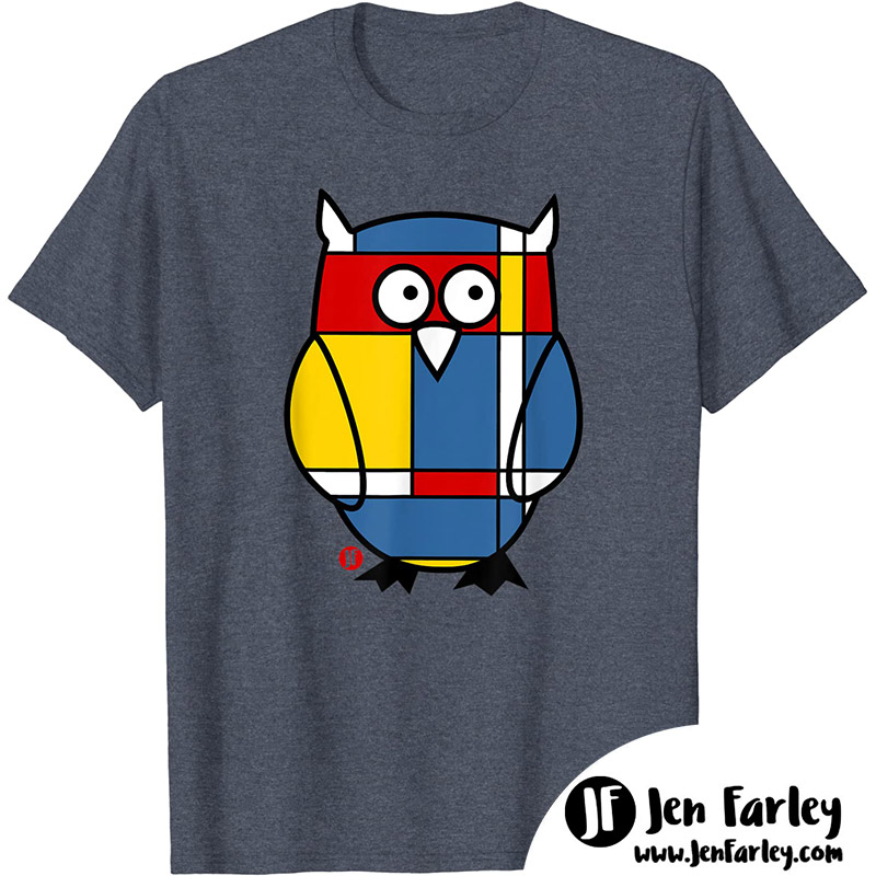 Heather Mondrian inspired Owl Tshirt designed by Jennifer Farley