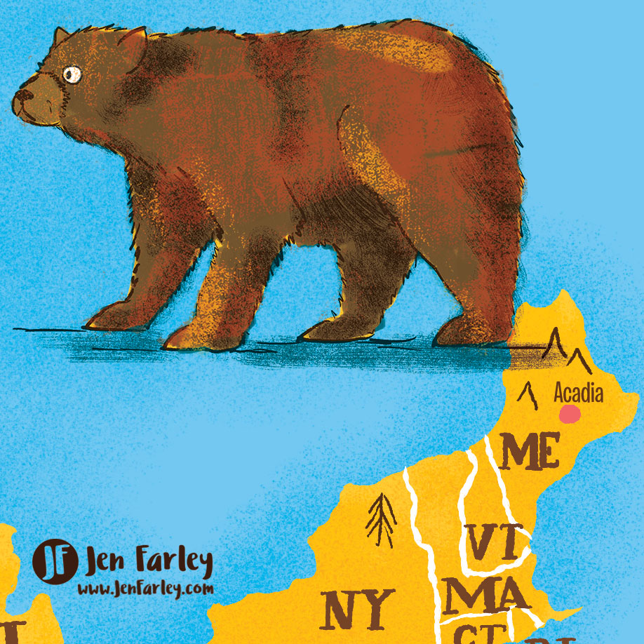 MAP OF USA National Parks Illustrated by Jennifer Farley 4