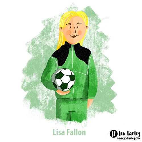 Lisa Fallon First Female Manager Mens Football illustrated by Jennifer Farley