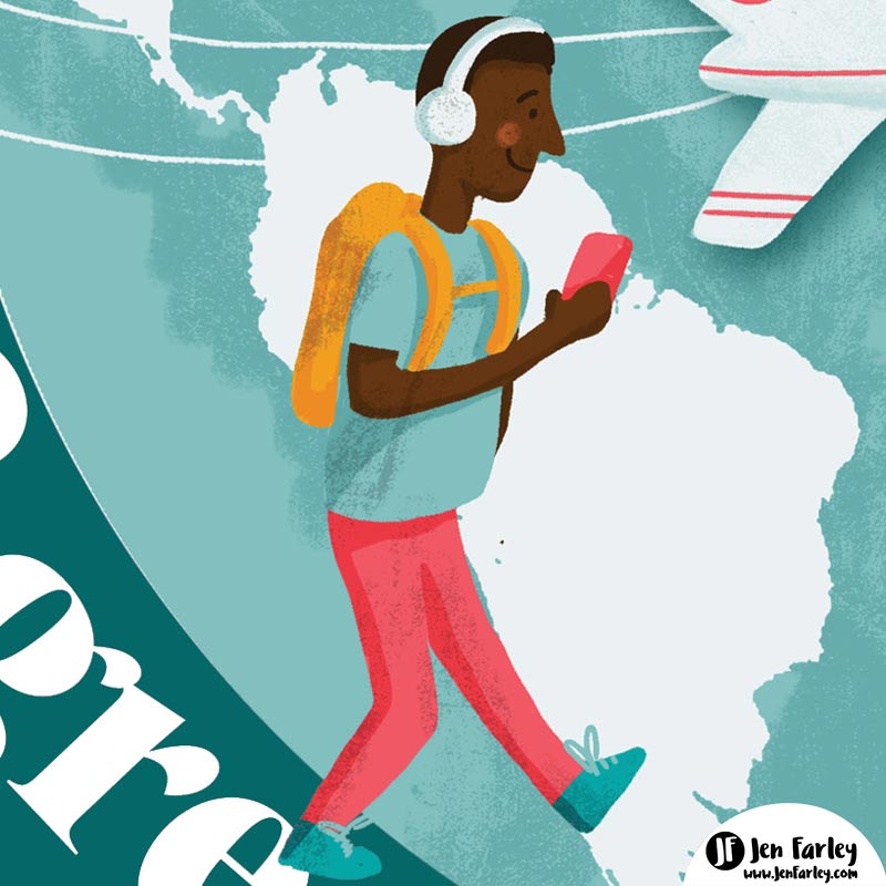 Travel Icons Traveler With Backpack Jennifer Farley