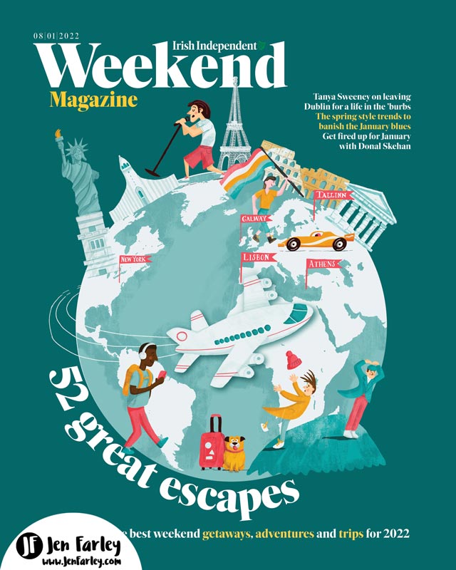 Weekend Magazine Travel Special Jennifer Farley illustration
