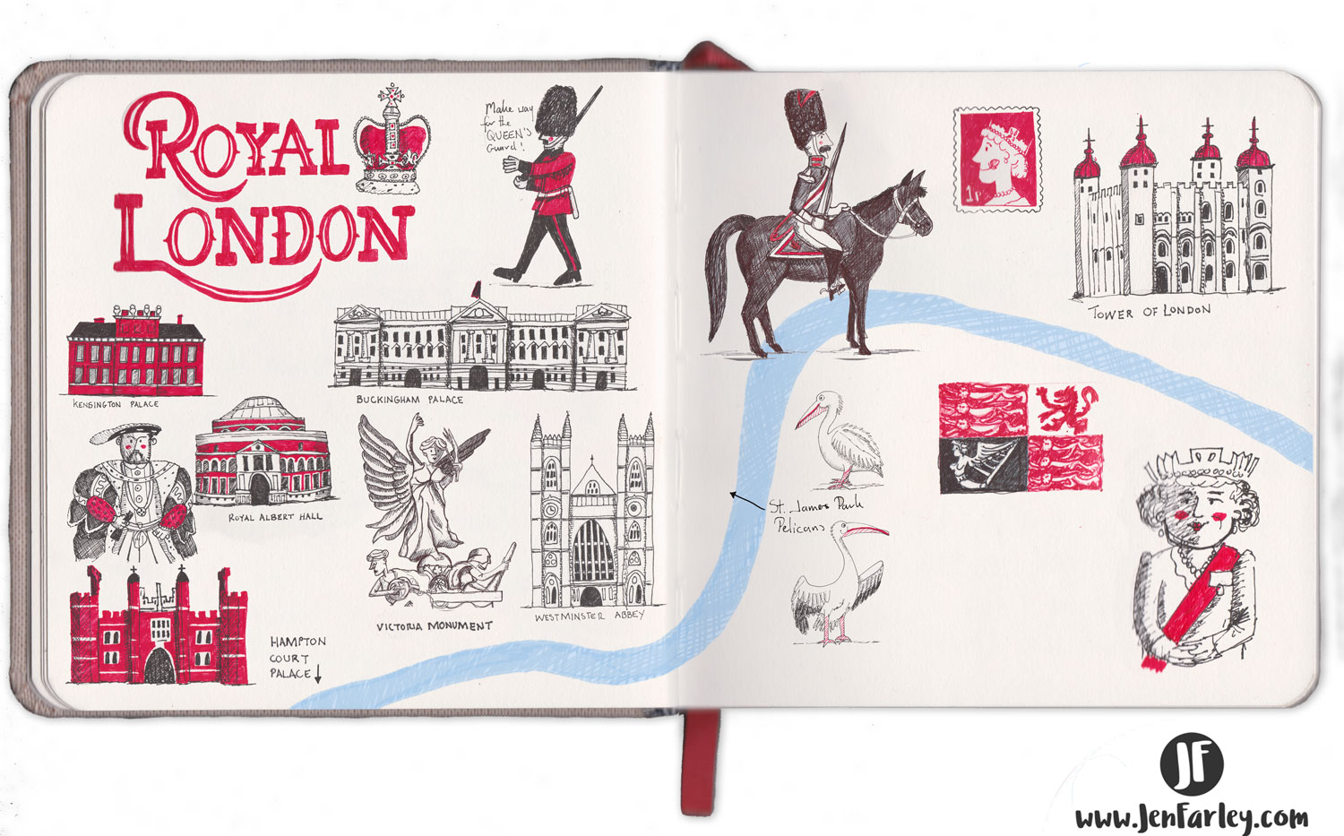 Map of London Illustrated by Jennifer Farley 1500px