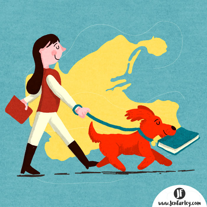 Dublin Book Festival 2022 dog walker Illustrated by Jennifer Farley 700