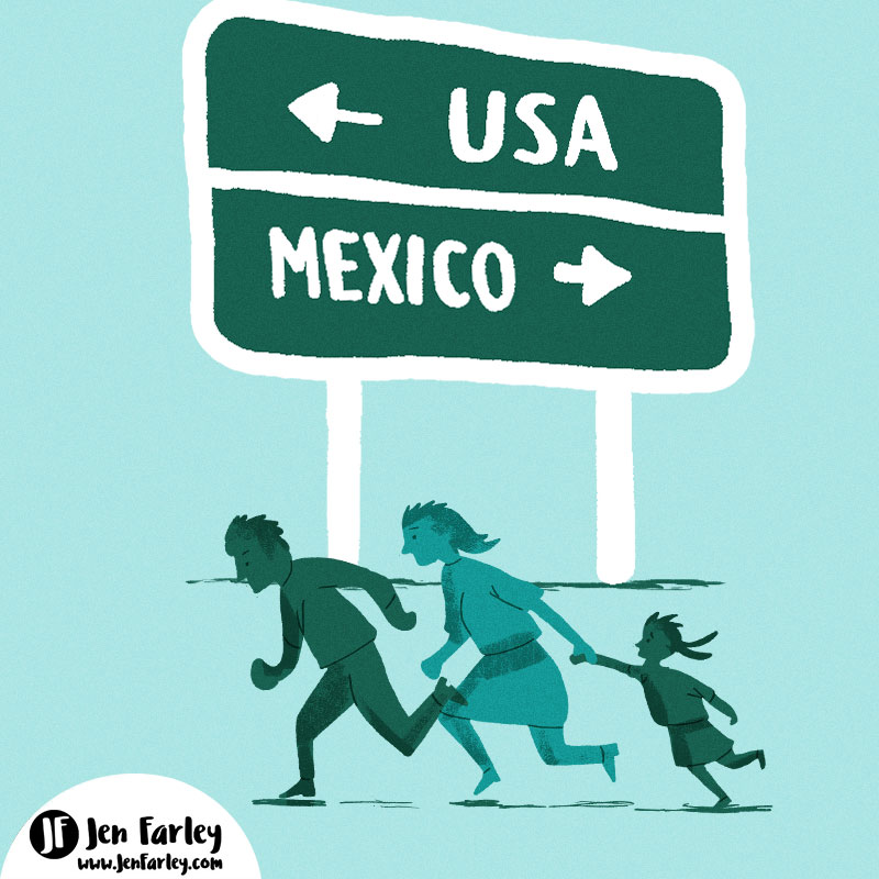California Crossing The Border Illegally Illustration Jennifer Farley