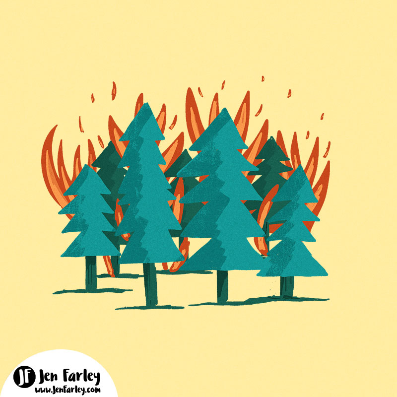 California Forest Fires Illustration Jennifer Farley