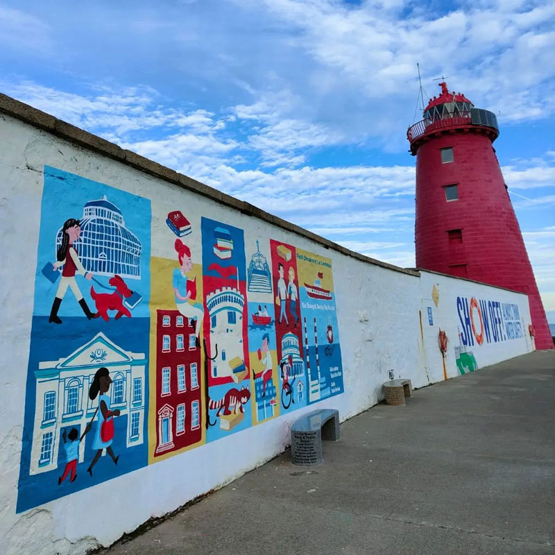 Dublin Book Festival Mural Jennifer Farley Poolbeg Lighthouse