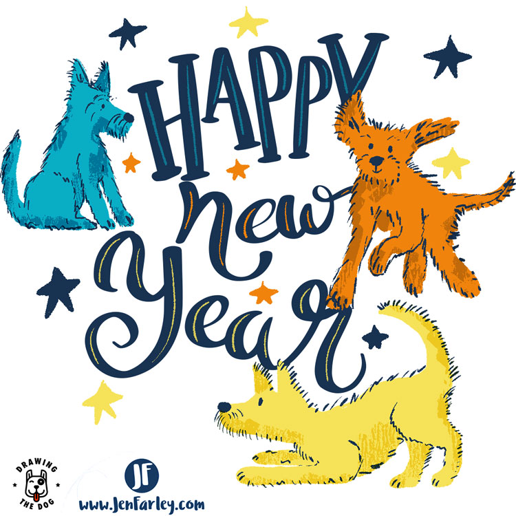 Drawing The Dog Jennifer Farley Illustration Happy New Year Jen