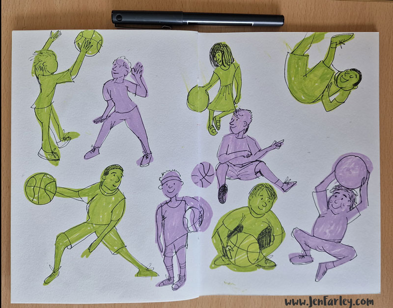 Kids Sketches Green and Purple Jennifer Farley Illustration 2