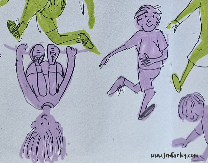 Kids Sketches Green and Purple Jennifer Farley Illustration 4