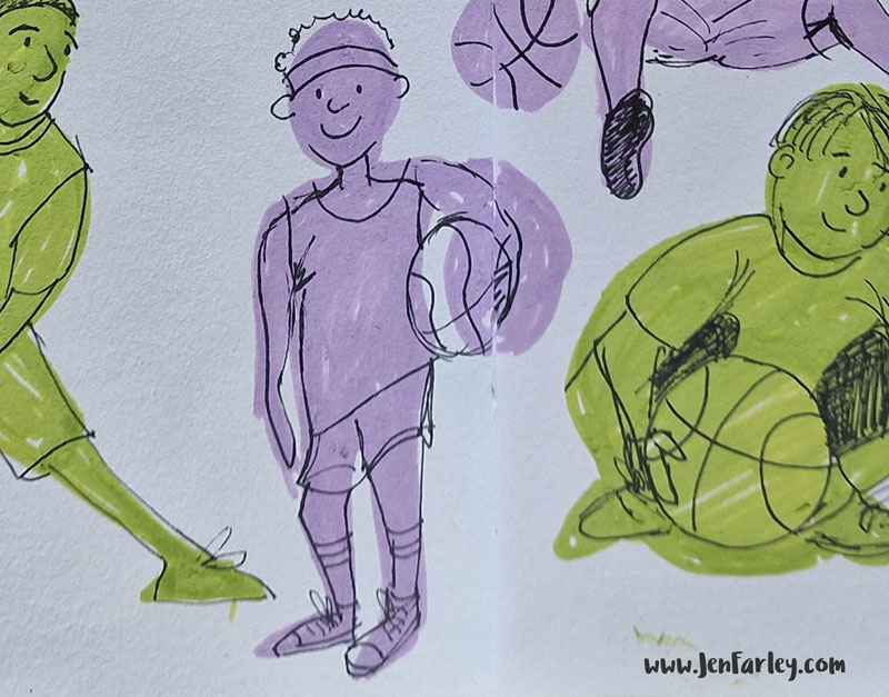 Kids Sketches Green and Purple Jennifer Farley Illustration 5