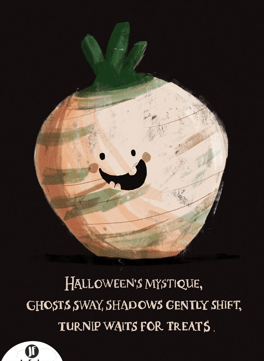 Halloween Turnip Illustration and Haiku by Jennifer Farley