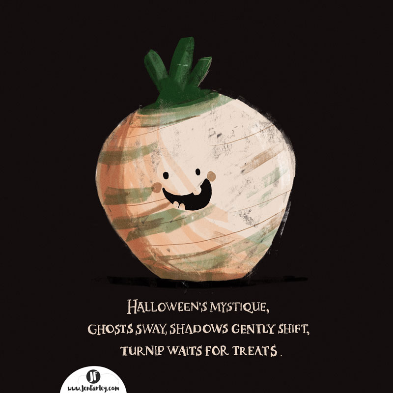 Halloween Turnip Illustration Haiku by Jennifer Farley thumb