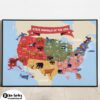 USA State Animals Map Jennifer Farley Framed