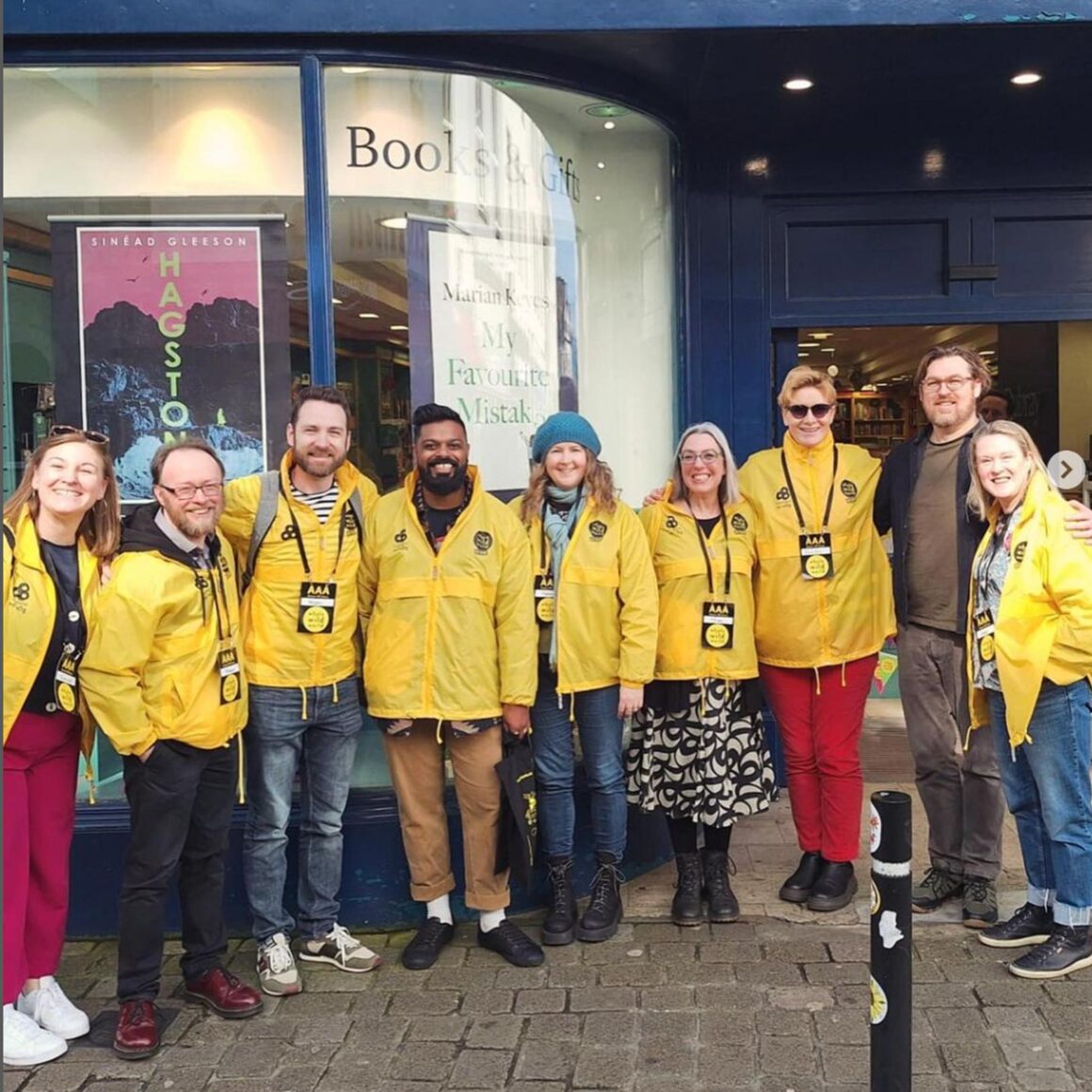 Whole Wild World Bus Tour - Irish Authors And Illustrators Outside Dubray Books In Galway