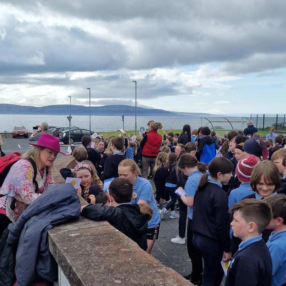 Sarah Webb Meeting The School Children In Furbo