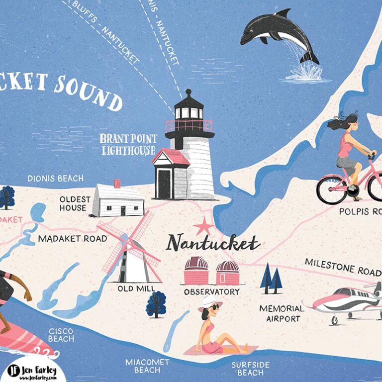 Nantucket Illustrated Map Jennifer Farley