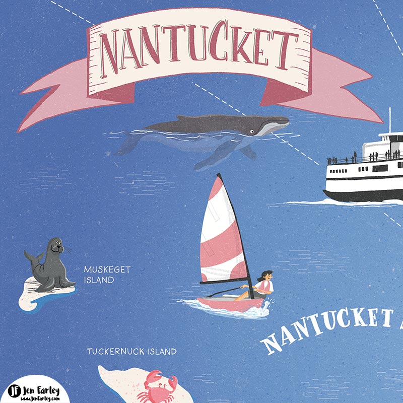 Nantucket illustrated Map Jennifer Farley