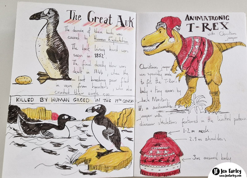 Sketchbook T Rex Great Auk Natural History Museum London