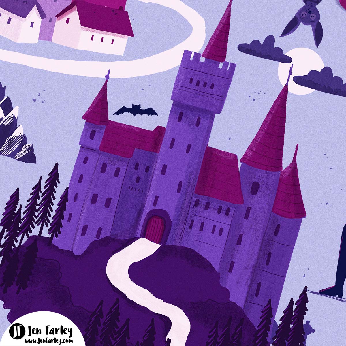 Illustrated Dracula Castle Map - Closeup