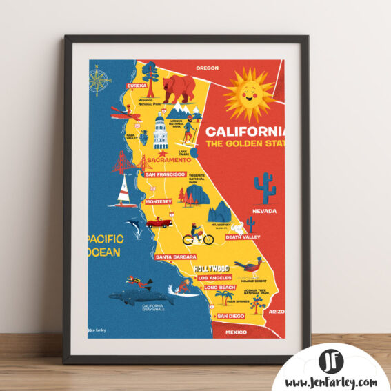 California Map Art Framed