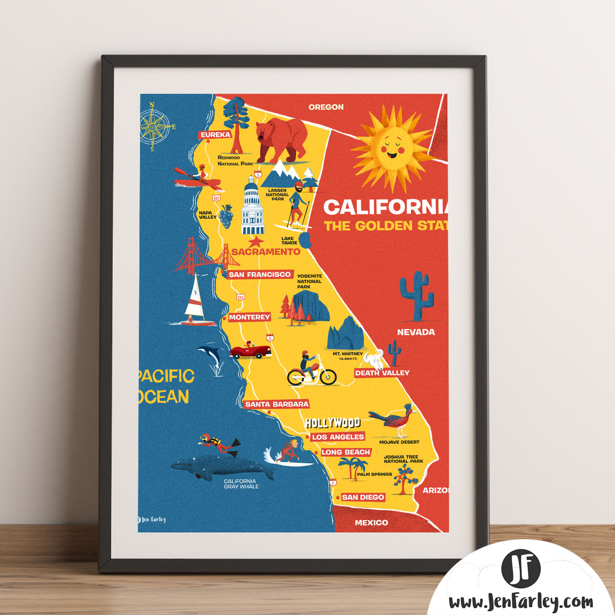 California Map Art Framed