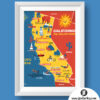 California Map White Frame